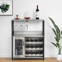 Armário de bar de vinhos Amyove com prateleira de vinhos removível marrom Armário de bar de vinhos Amyove com prateleira de vinhos removível marrom