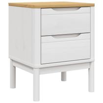 Armário de cabeceira vidaXL Floro White Solid Pine Wood 2 gavetas