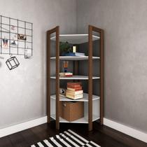 Armário de Canto Multiuso 70x165cm Nogal Branco AZ1020