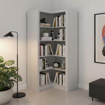 Armário de Canto para Escritório Aberto 4 Prateleiras Branco Me4132