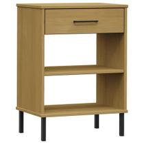 Armário de console vidaXL Oslo Brown Solid Pine Wood Metal Leys