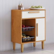Armário de Cozinha 1 Porta 1 Gaveta com Fruteira Nature/Off White - Kaiki Móveis