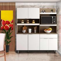 Armário De Cozinha 100% MDF 160 cm 6 Portas 1 Gaveta Carvalho Off White Emily Poliman