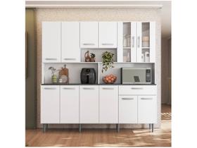 Armário de Cozinha 12 Portas 1 Gaveta com Vidro e Tampo Clara Yescasa Branco Armário de Cozinha 12 Portas 1 Gaveta com Vidro e Tampo Clara Yescasa Branco