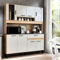 Armario de Cozinha 120cm Balcão e Aéreo Ripado 8 Portas Gaveta Grande com Porta de Vidro Coral Armario de Cozinha 120cm Balcão e Aéreo Ripado 8 Portas Gaveta Grande com Porta de Vidro Coral