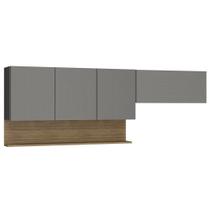 Armário de Cozinha 120cm com Aéreo 70cm Lina K02 Gris/Freijó - Mpozenato