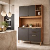 Armário De Cozinha 120cm Pequeno Maximus Alta Qualidade Apartamento Multiuso Com Balcão