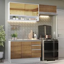 Armário De Cozinha 200Cm Glamy 08 Branco/Rustic Armário De Cozinha 200Cm Glamy 08 Branco/Rustic