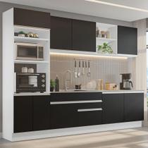 Armário De Cozinha 310cm Branco/Preto 02 Branco/Preto