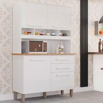 Armário De Cozinha 4 Portas 2 Gavetas Sofia Plus Imop Móveis Branco Neve