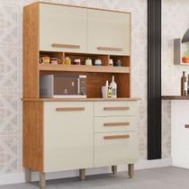 Armário De Cozinha 4 Portas 2 Gavetas Sofia Plus Imop Móveis Cinamomo Com Off White