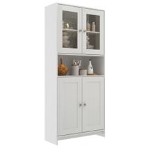 Armário de Cozinha 4 Portas com Vidro AC4005 84cm Branco - Decibal