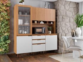 Armário de Cozinha 5 Portas 3 Gavetas Superiore Marrom/Freijó/Off-White Armário de Cozinha 5 Portas 3 Gavetas Superiore Marrom/Freijó/Off-White