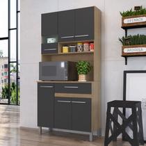 Armário de Cozinha 6 Portas 1 Gaveta Nogueira/Grafite Armário de Cozinha 6 Portas 1 Gaveta Nogueira/Grafite