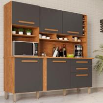 Armário De Cozinha 6 Portas 2 Gavetas Alexia Top Imop Móveis Cinamomo Com Grafite