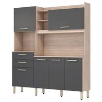 Armário de Cozinha 6 Portas 2 Gavetas Select Avena/Grafito - Demóbile