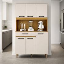 Armário de Cozinha 6 Portas e 1 Gaveta Valentina Bege/Cinamomo/Off White Acetinado Armário de Cozinha 6 Portas e 1 Gaveta Valentina Bege/Cinamomo/Off White Acetinado