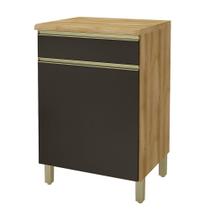 Armário de Cozinha 60 Cm 1 Porta 1 Gaveta 6123.12 Castani/Chumbo - Indékes Armário de Cozinha 60 Cm 1 Porta 1 Gaveta 6123.12 Castani/Chumbo - Indékes