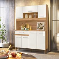 Armário de Cozinha 7 Portas 1 Gaveta Magazin Branco/Freijó/Off White Cristal Armário de Cozinha 7 Portas 1 Gaveta Magazin Branco/Freijó/Off White Cristal