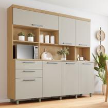 Armário de Cozinha 7 Portas 2 Gavetas Nobreza 210cm 100% MDF Cinza/Carvalho/Greige Armário de Cozinha 7 Portas 2 Gavetas Nobreza 210cm 100% MDF Cinza/Carvalho/Greige