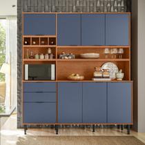 Armário de Cozinha 7 Portas 3 Gavetas e Adega para 4 Garrafas Viena Jequitibá/Azul Lord - Lukaliam Armário de Cozinha 7 Portas 3 Gavetas e Adega para 4 Garrafas Viena Jequitibá/Azul Lord - Lukaliam
