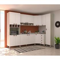 Armário De Cozinha 8 Peças Com Tampo Crema Com Branco