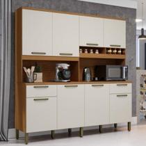 Armário de Cozinha 8 Portas 2 Gavetas Amêndoa Cabarnet Prime - Moveis ronipa