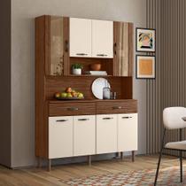Armário de Cozinha 8 Portas 2 Gavetas Golden Nogueira/Off White/CP-Ripado - SSX Multicoisas Armário de Cozinha 8 Portas 2 Gavetas Golden Nogueira/Off White/CP-Ripado - SSX Multicoisas