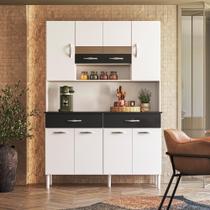 Armário de Cozinha 8 Portas com Nicho Vogue Branco/Preto Kits Paraná - Kit's Paraná