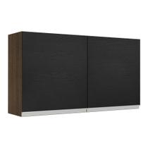 Armário de Cozinha Aéreo 120 cm 2 Portas Rustic/Preto Glamy Madesa