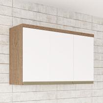 Armário de Cozinha Aéreo 120cm 3 Portas 100% MDF Chardonnay Ronipa Cozinhas Castanho/Branco