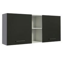 Armário de Cozinha Aéreo 150 cm 2 Portas e 2 Nichos Branco/Preto Agata Madesa