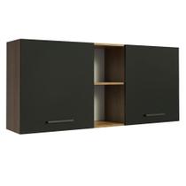 Armário de Cozinha Aéreo 150 cm 2 Portas e 2 Nichos Rustic/Preto Agata Madesa Armário de Cozinha Aéreo 150 cm 2 Portas e 2 Nichos Rustic/Preto Agata Madesa