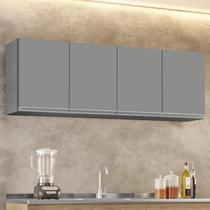 Armário de Cozinha Aéreo 160cm com 4 Portas Nevada Cinza - Lumil Armário de Cozinha Aéreo 160cm com 4 Portas Nevada Cinza - Lumil