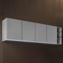 Armário de Cozinha Aéreo 180cm Nevada com Nicho Cinza - Lumil Armário de Cozinha Aéreo 180cm Nevada com Nicho Cinza - Lumil