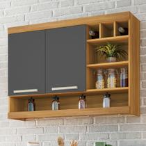 Armário de Cozinha Aéreo 2 Portas Nicho Adega Burguesa Premium 100% MDF Marrom/Amadeirado Freijó/Grafite Armário de Cozinha Aéreo 2 Portas Nicho Adega Burguesa Premium 100% MDF Marrom/Amadeirado Freijó/Grafite