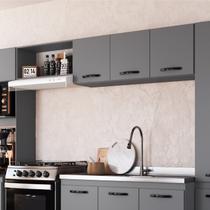 Armário de Cozinha Aéreo 3 Portas Light Móveis Cinza Armário de Cozinha Aéreo 3 Portas Light Móveis Cinza