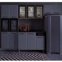 Armário de Cozinha Aéreo 3 Portas Vidro Diamante