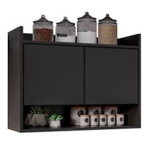Armário de Cozinha Aéreo 71cm 2 Portas 1 Nicho Ceci M24 Preto - Mpozenato