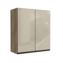 Armário de Cozinha Aéreo 80cm 2 Portas com Vidro G765 Maxxi Nogal Kappesberg