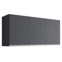 Armário de Cozinha Aéreo Andréia 120cm 3 Portas Cinza Escuro - Desk Design