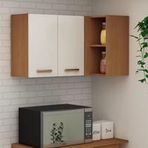 Armário de Cozinha Aéreo Canto 2 Pts Essência Freijó/Branco Armário de Cozinha Aéreo Canto 2 Pts Essência Freijó/Branco