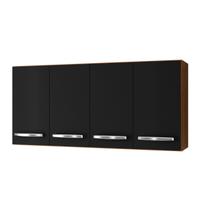 Armário De Cozinha Aéreo Com 4 Portas Mara Cor Savana/Preto - Moblis