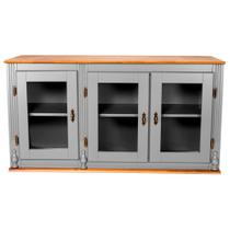 Armário de Cozinha Aéreo Copenhagen de Madeira 120 cm com 3 Portas de Vidro - 609-V