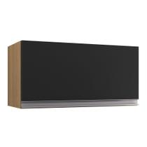 Armário de Cozinha Aéreo Geladeira 60cm 1 Porta Andréia Amêndoa/Preto - AJL Móveis