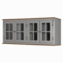 Armário de Cozinha Aéreo Hannover de Madeira 160 cm com 4 Portas de Vidro - M550702V