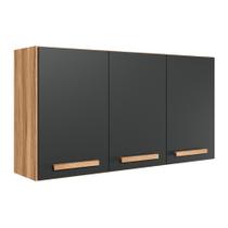 Armario de Cozinha Aéreo Intenza 120cm 3 Portas Freijó/Chumbo - Nicioli Armario de Cozinha Aéreo Intenza 120cm 3 Portas Freijó/Chumbo - Nicioli