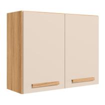 Armario de Cozinha Aéreo Intenza 80cm 2 Portas Freijó/Off White Cristal - Nicioli