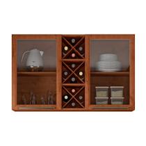 Armário De Cozinha Aéreo Triplo 1,20m Com Vidro Reflecta E Adega Favorita Nature Nature