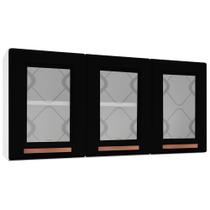 Armário de Cozinha Aéreo Triplo Médio Telasul Mirage New Branco/Preto